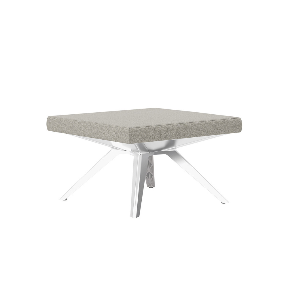 Farrah: 1 Seat Bench with soft plush & textured fabric and polished aluminum base