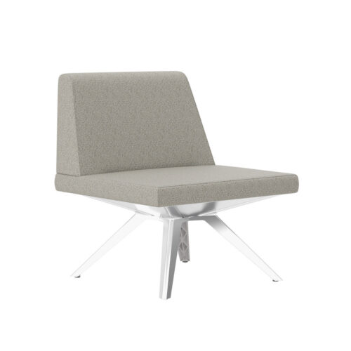Farrah: 1 Seat Armless Lounge with soft plush & textured fabric and polished aluminum base
