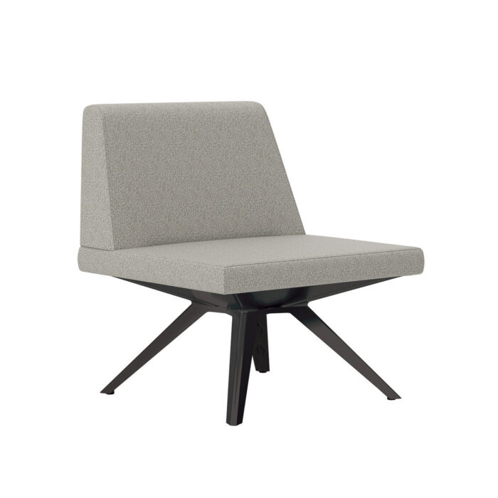 Farrah: 1 Seat Armless Lounge with soft plush & textured fabric and cinder aluminum base