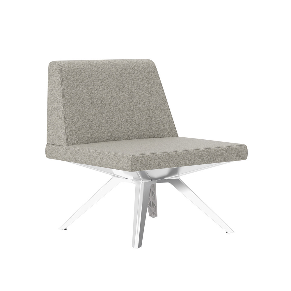 Farrah: 1 Seat Armless Lounge with soft plush & textured fabric and polished aluminum base
