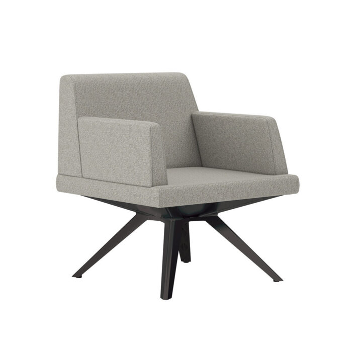 Farrah: 1 Seat Lounge with soft plush & textured fabric and cinder aluminum base