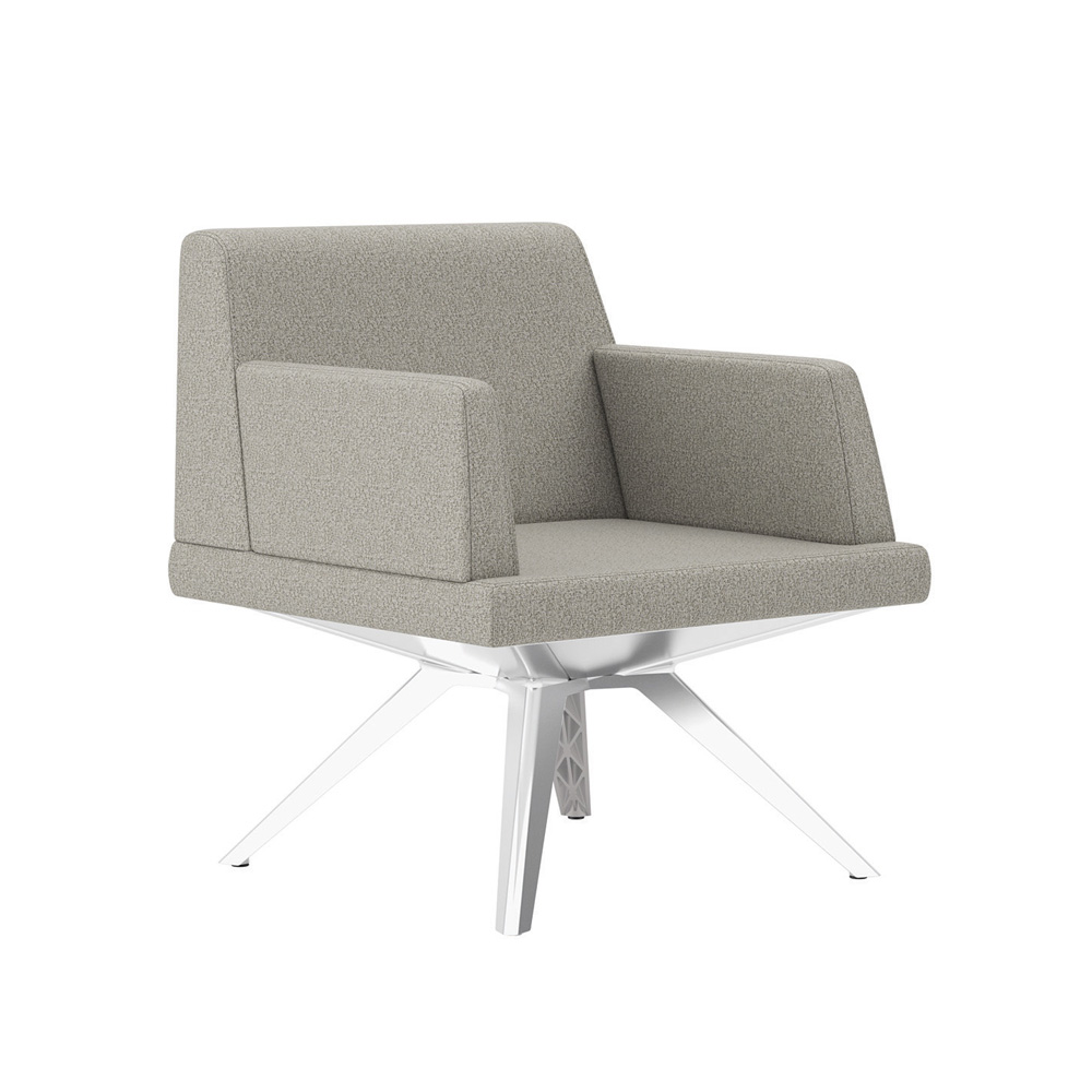 Farrah: 1 Seat Lounge with soft plush & textured fabric and polished aluminum base