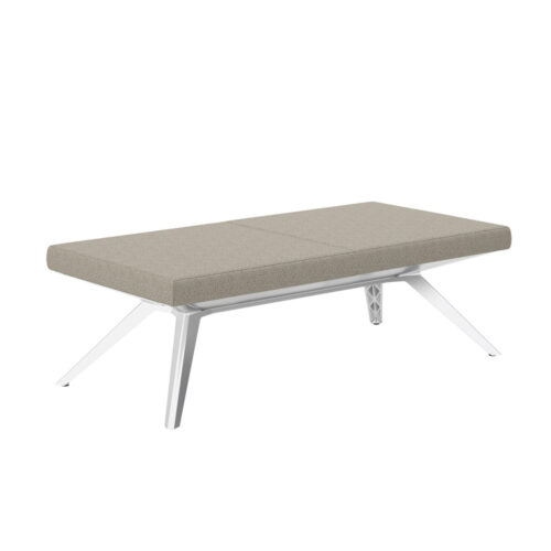 Farrah: 2 Seat Bench with soft plush & textured fabric and polished aluminum base