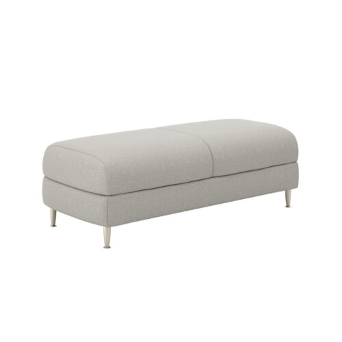 Reno: 2.5 Seat Bench with soft plush & textured fabric and satin nickle metallic legs
