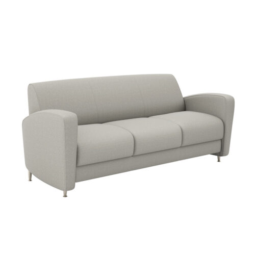 Reno: 3 Seat Lounge with soft plush & textured fabric and satin nickle metallic legs