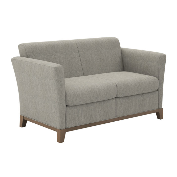Monterrey - 2 Seat Lounge with textured fabric, matching piping and almond stained wood base.