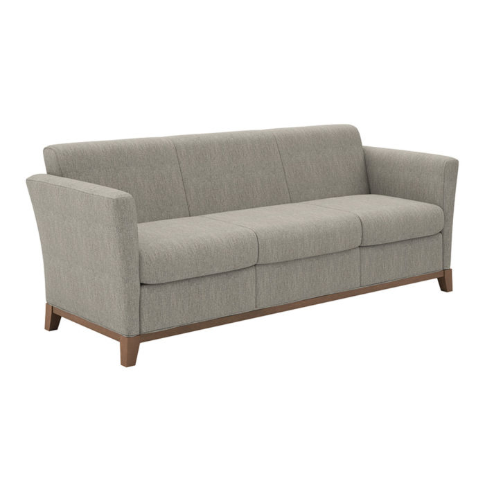 Monterrey - 3 Seat Lounge with textured fabric, matching piping and almond stained wood base.