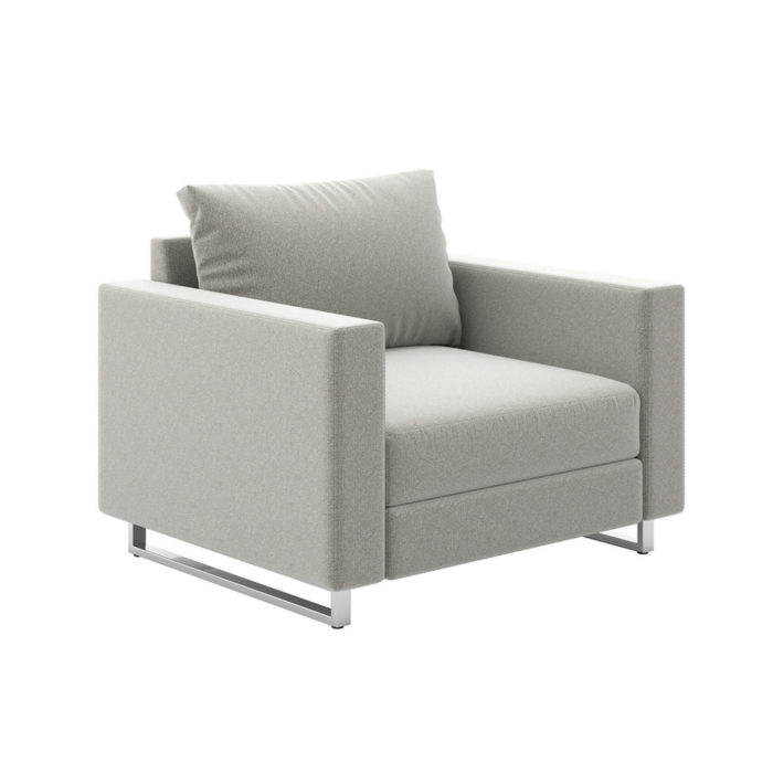 Collette - 1 Seat Chair with textured fabric and polished metal U-Legs.