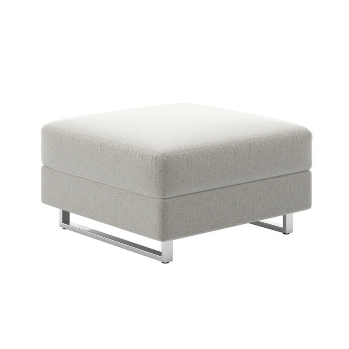 Collette - 30" Ottoman with textured fabric and polished metal U-Legs.