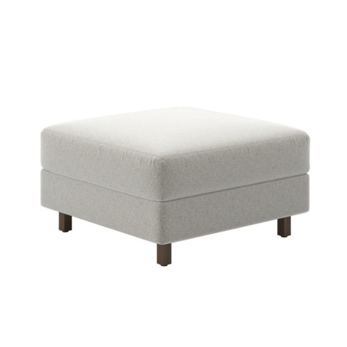 Symphony - 30" Ottoman with textured fabric and mocha stained wood square legs.