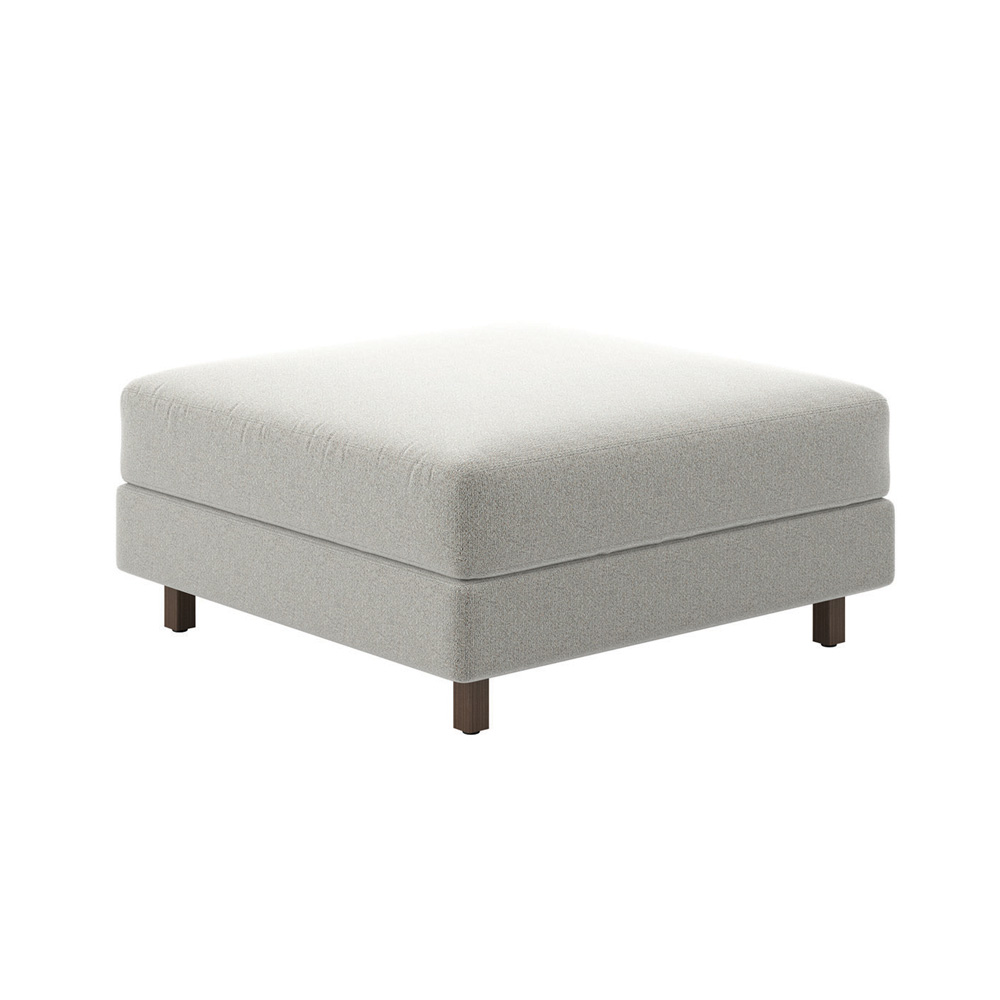 Symphony - 36" Ottoman with textured fabric and mocha stained wood square legs.