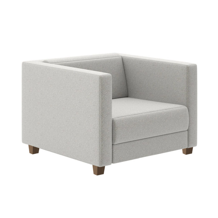 Quattro - 1 Seat Lounge with textured fabric and wooden legs.