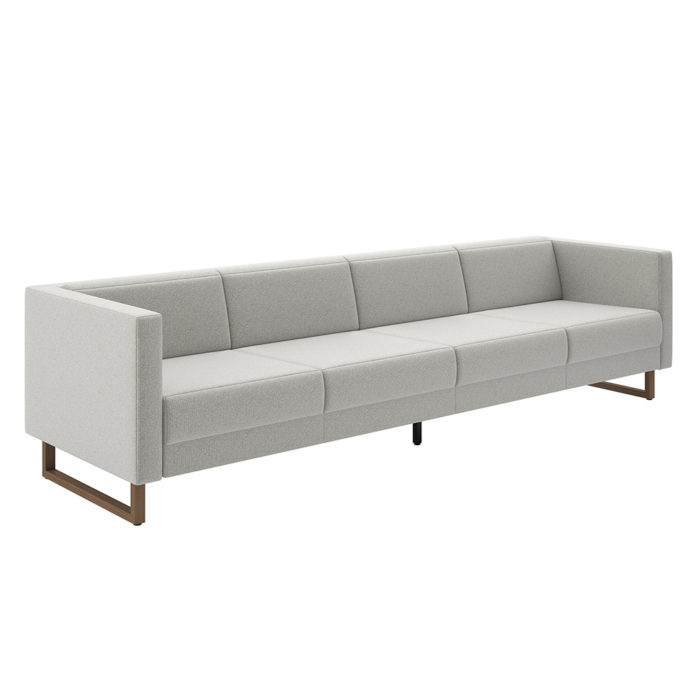 Quattro - 4 Seat Lounge with textured fabric and almond stained wood U-Legs.