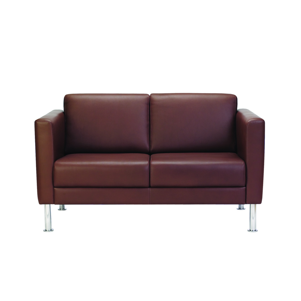 Kent: Two-Seater sofa with faux leather and metal legs