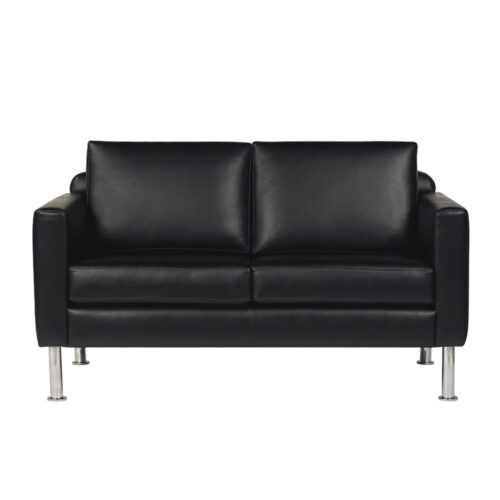 Milano: Two-Seater sofa with faux leather and metal legs