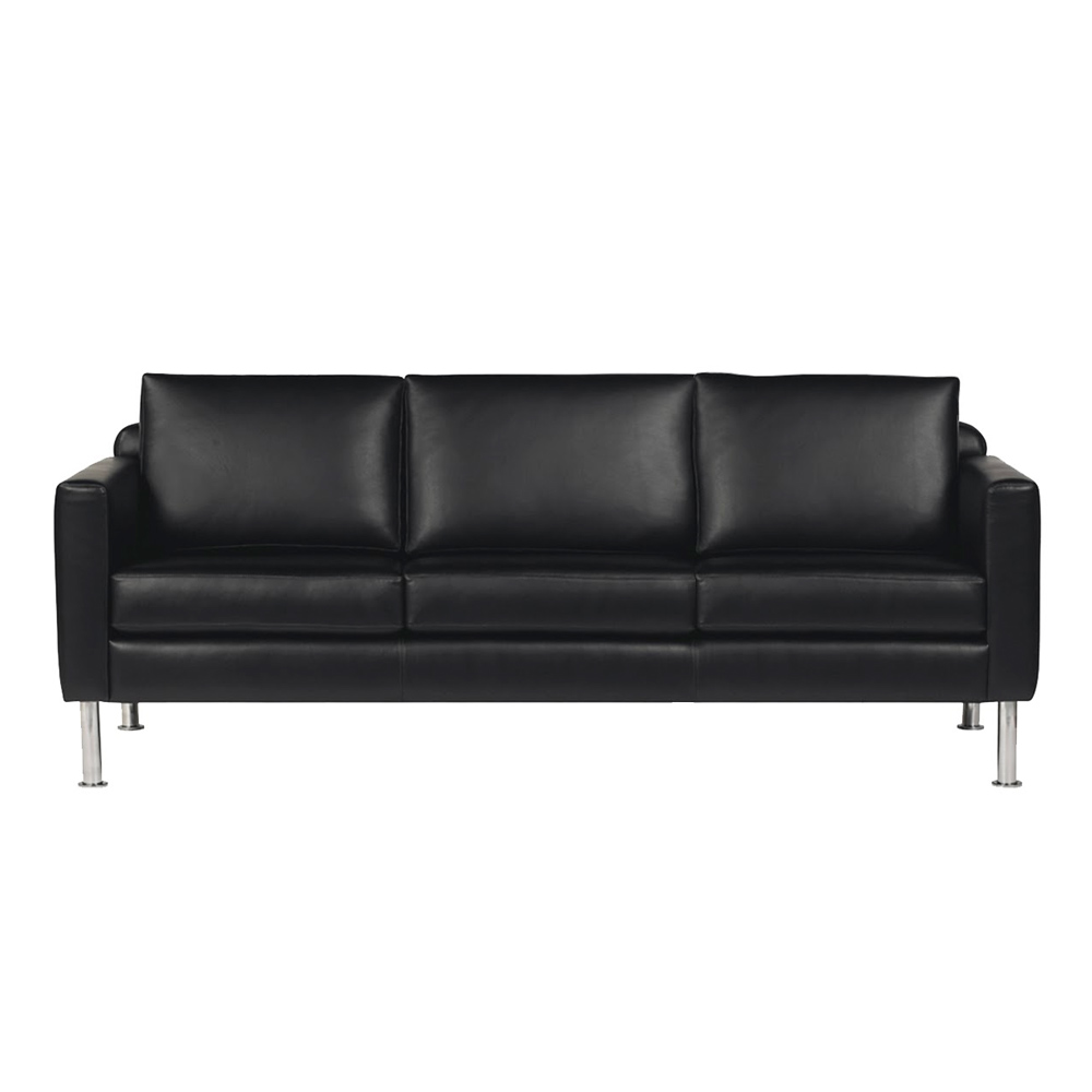 Milano: Three-Seater sofa with faux leather and metal legs