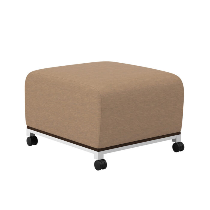 Swift: 1 Seat Ottoman with textured fabric, metal base and casters