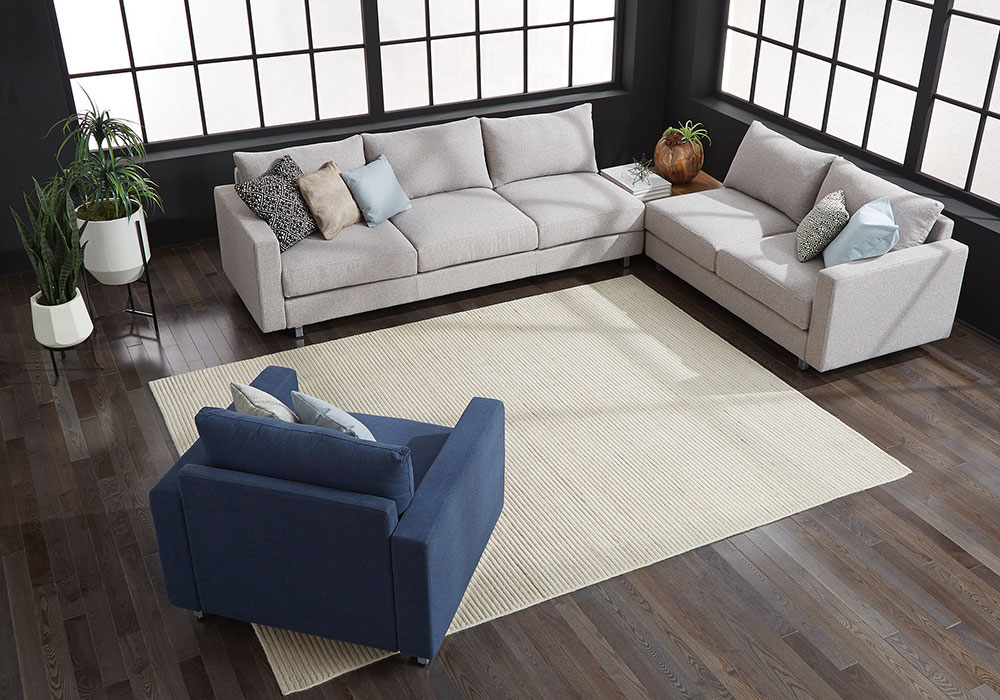 Symphony: Sectional, 1 seat lounge and magazine table with metal legs