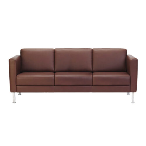 Kent: Three-Seater sofa with faux leather and metal legs