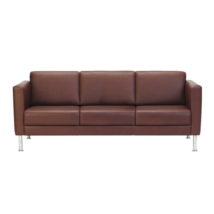 Kent: Three-Seater sofa with faux leather and metal legs