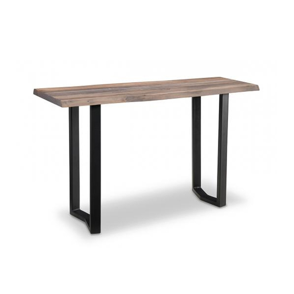 Pe120: Consle Table in wood finish and metal legs